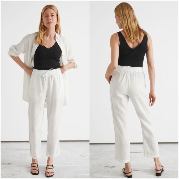 & OTHER STORIES Relaxed Linen Trousers In White - Picture 1 of 7